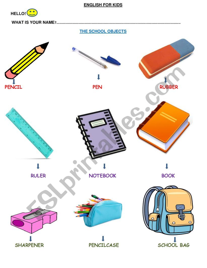 SCHOOL OBJECTS worksheet