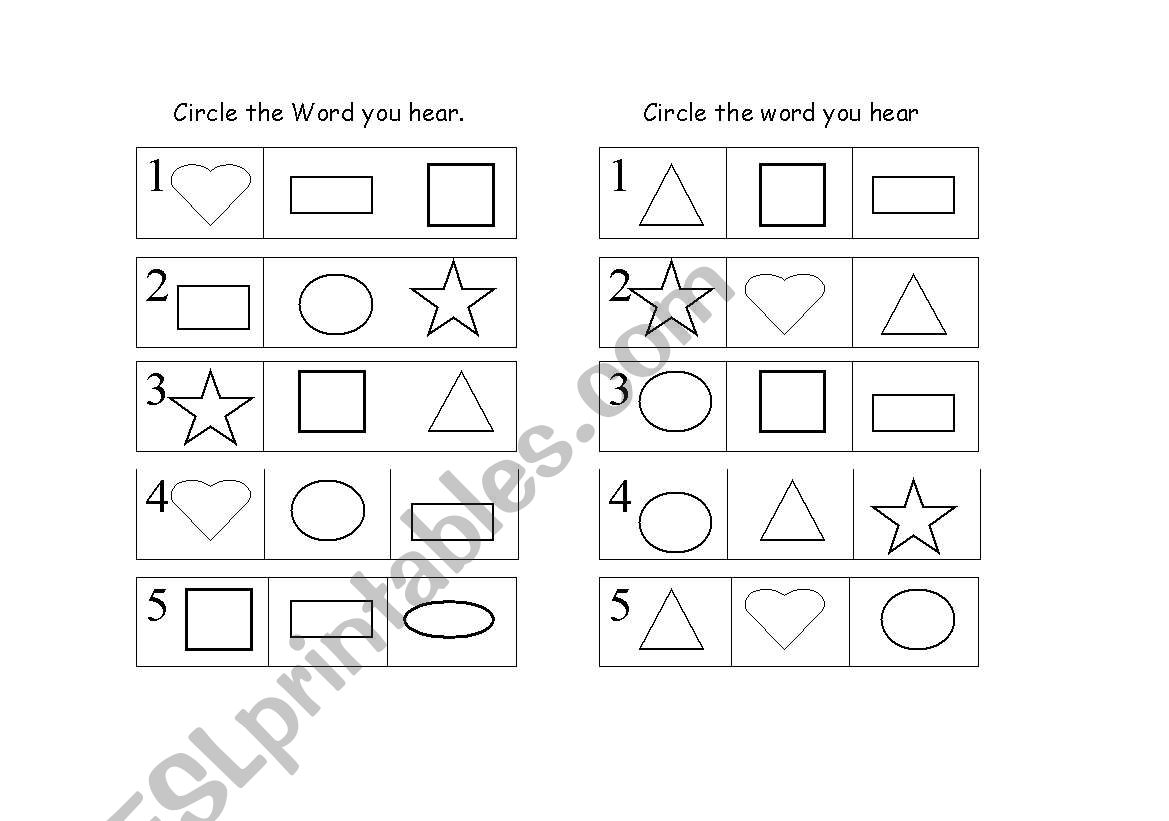 Circle the shape you hear worksheet