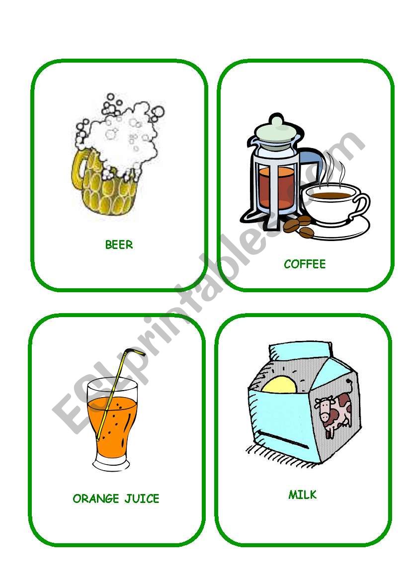 DRINKS FLASHCARDS worksheet