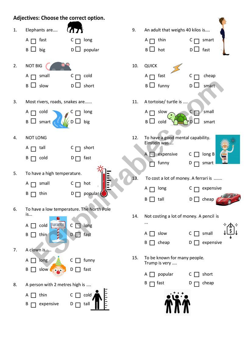 Adjectives worksheet