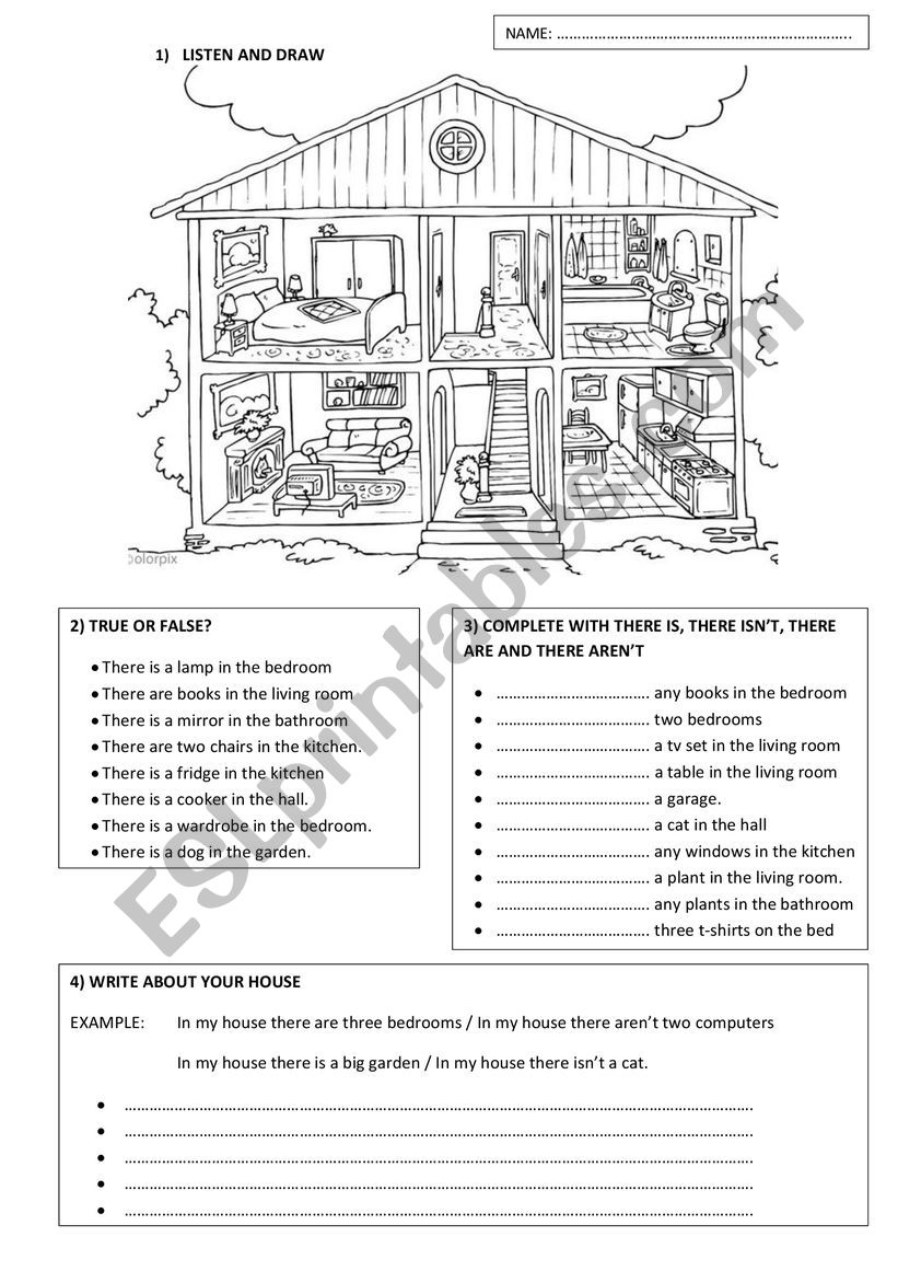 Parts of the house + Objects  worksheet