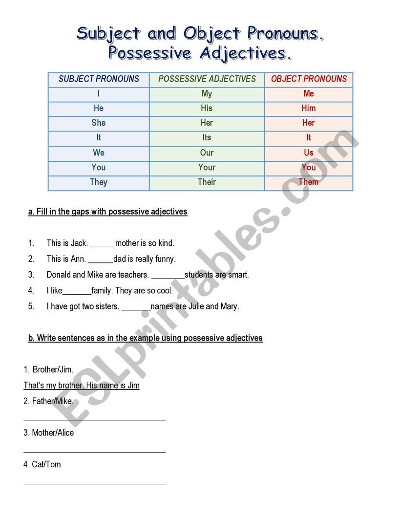 Pronouns Practice worksheet