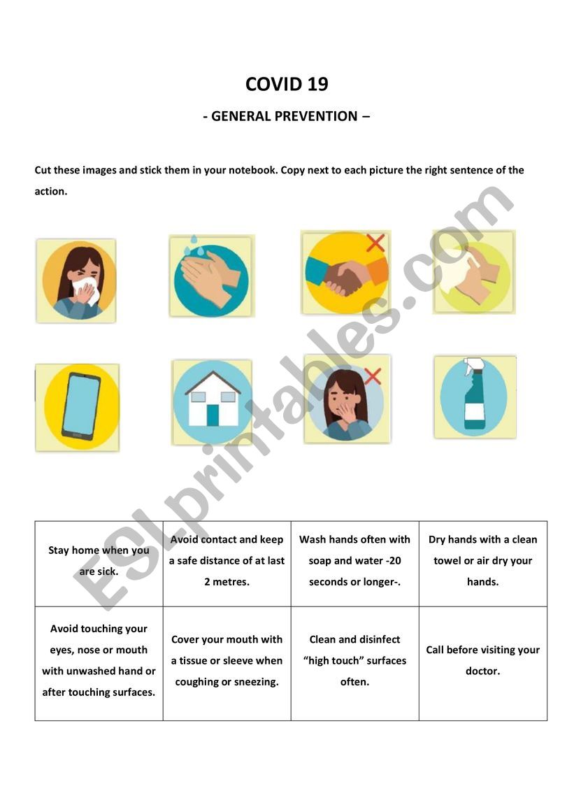 Covid 19 general prevention worksheet