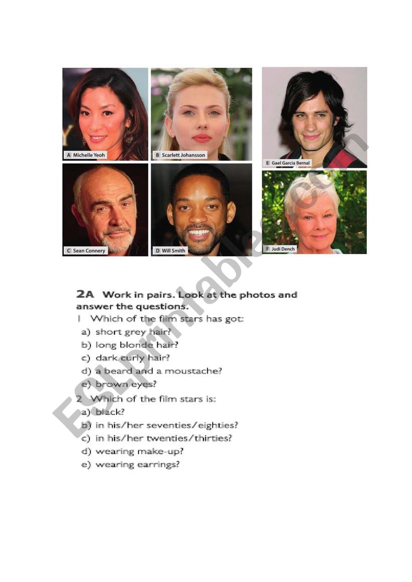 Describing People worksheet