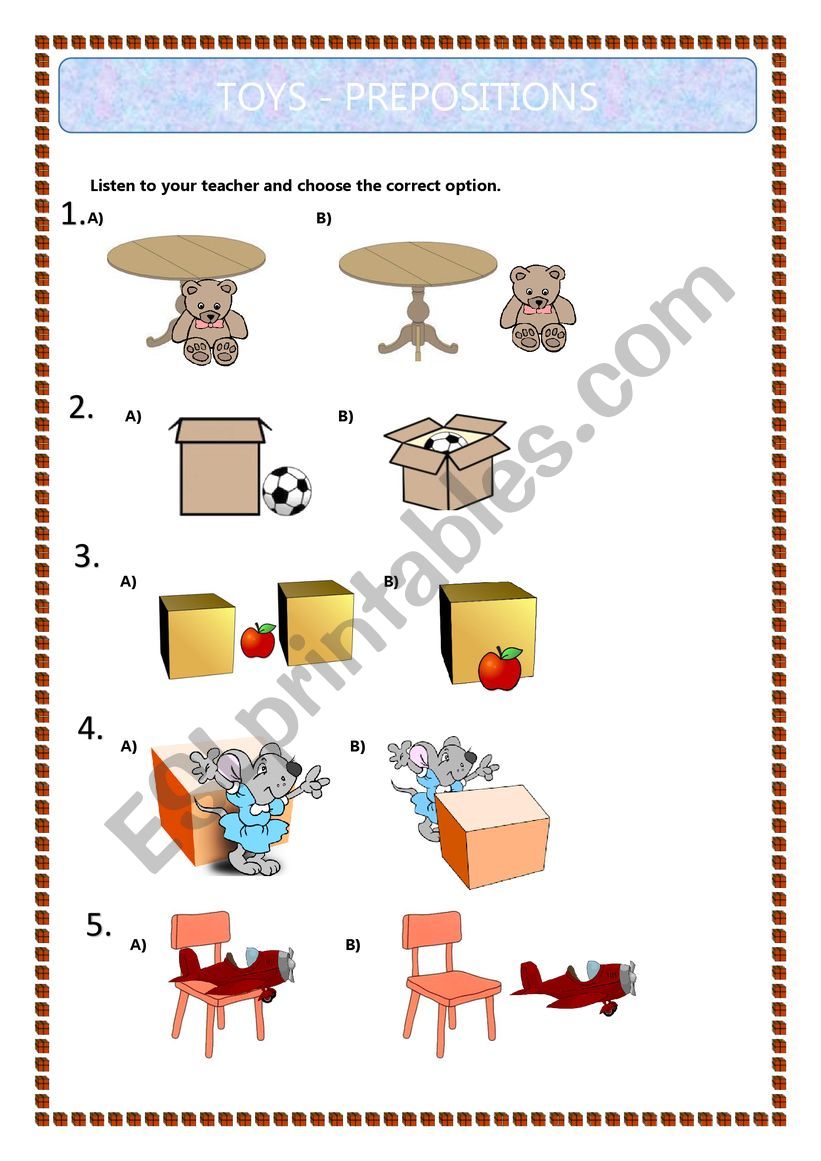 PREPOSITION OF PLACE worksheet