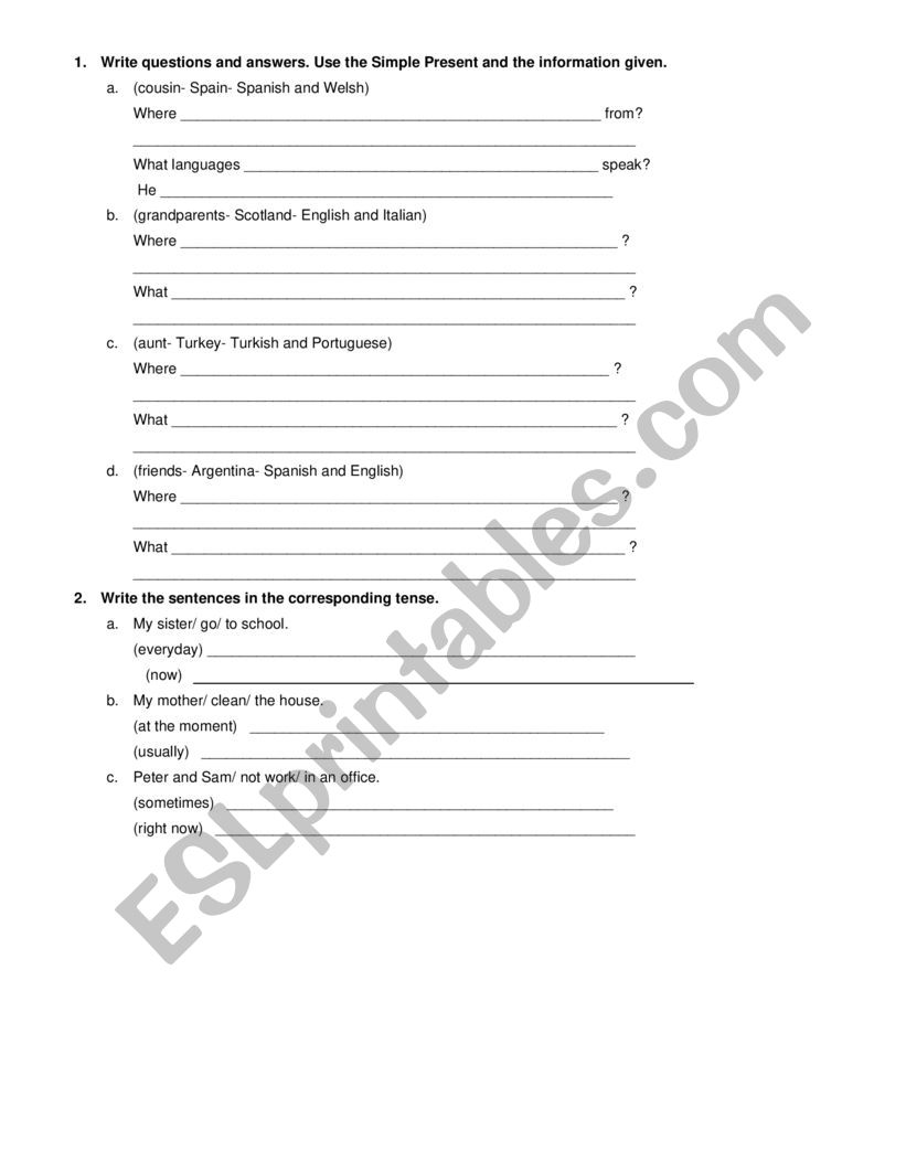 Grammar practice Intermediate level