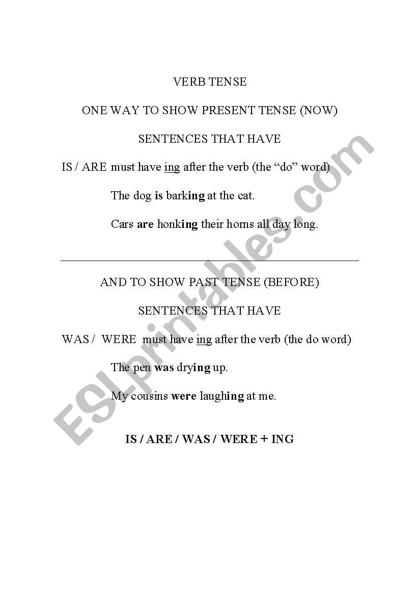 Verb Tense worksheet