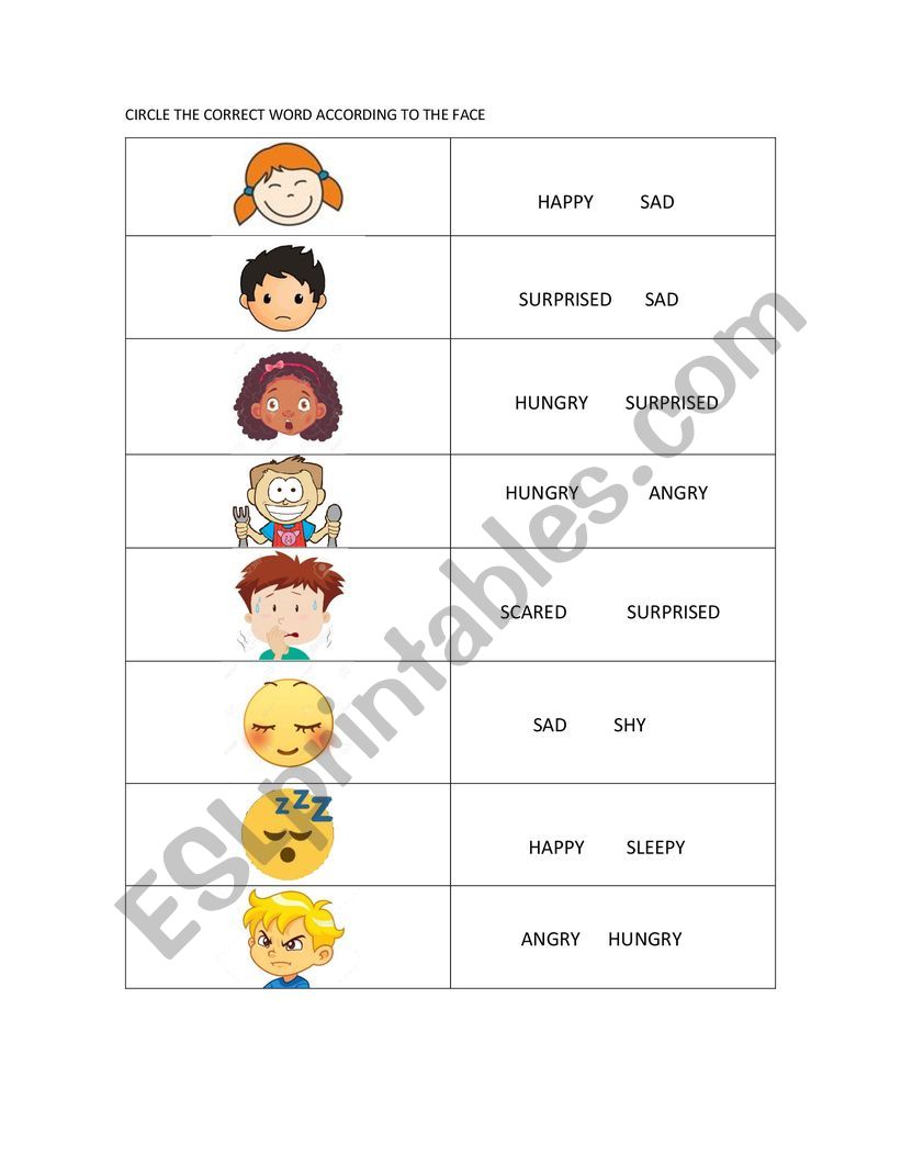 FEELINGS EMOTIONS worksheet