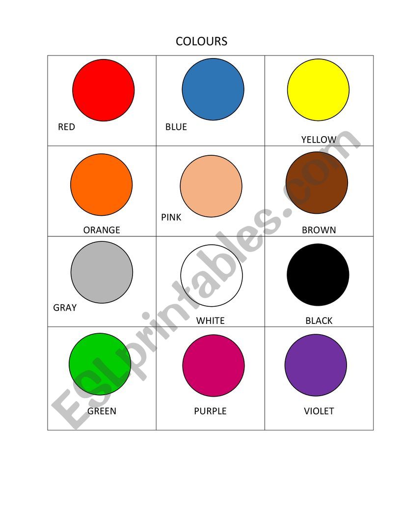 Colours worksheet