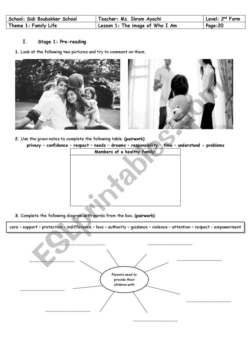 2nd Form - Lesson n 1 - The Image of Who I Am