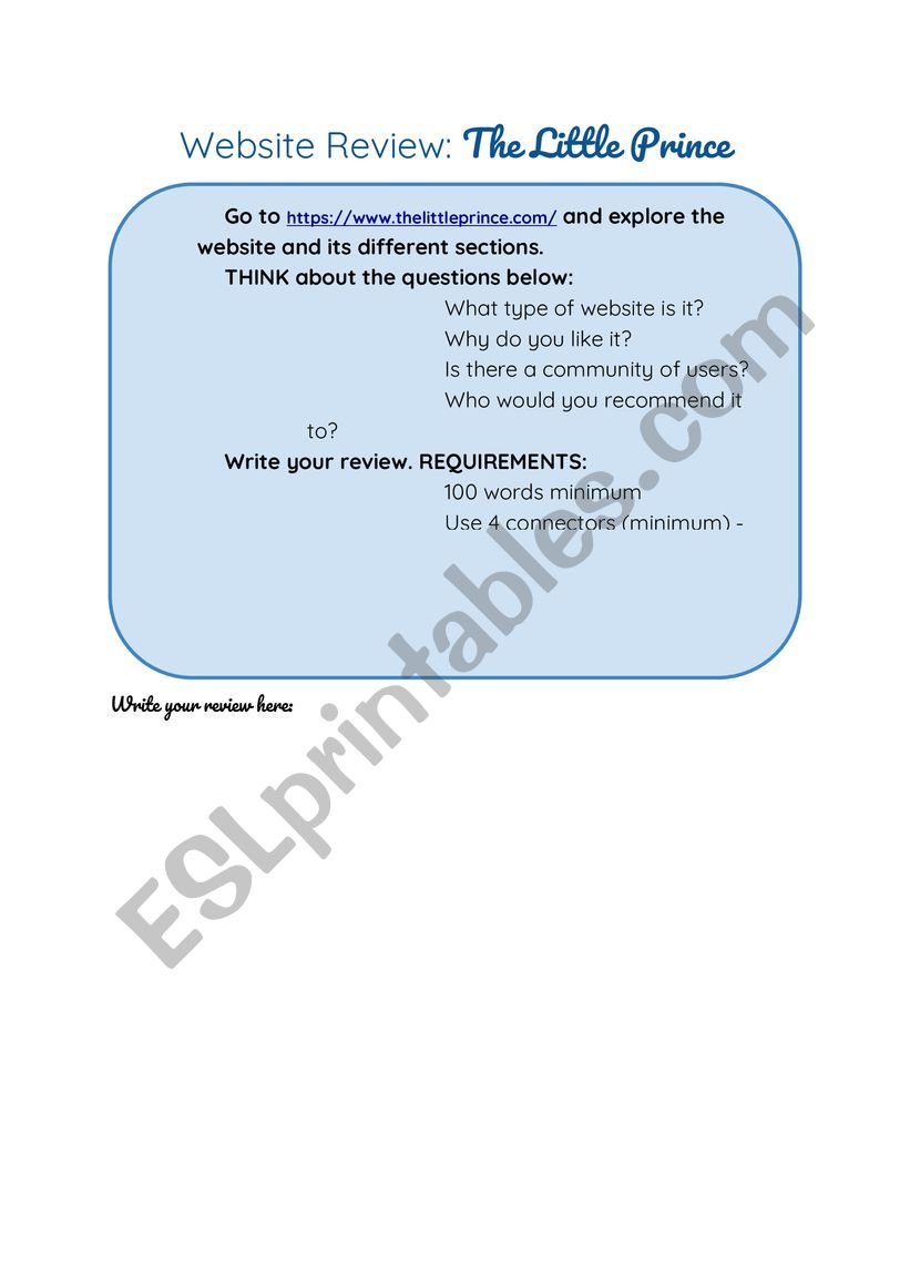 WEBSITE REVIEW WRITING ASSIGNMENT