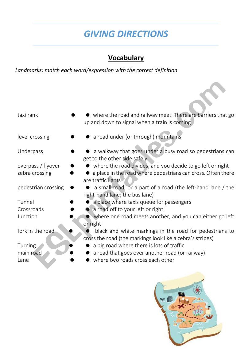 Directions worksheet