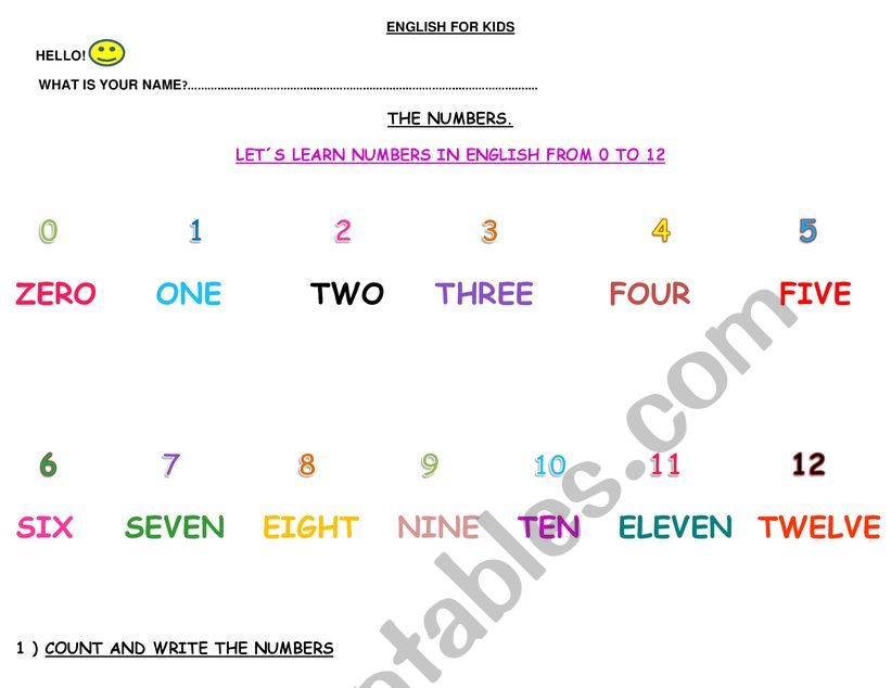 NUMBERS worksheet