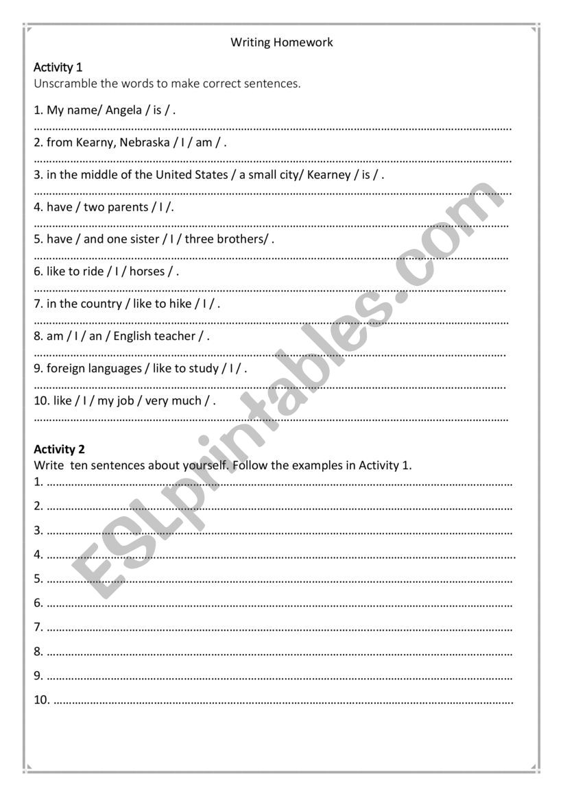 unscramble the words worksheet