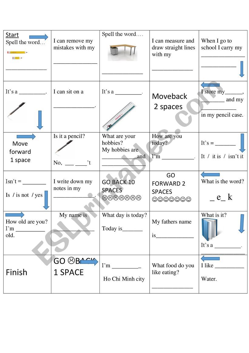 Board game Everybody Up 1 worksheet