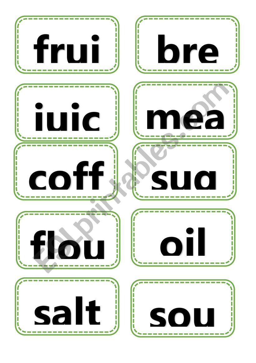 Countable and Uncountable word cards 