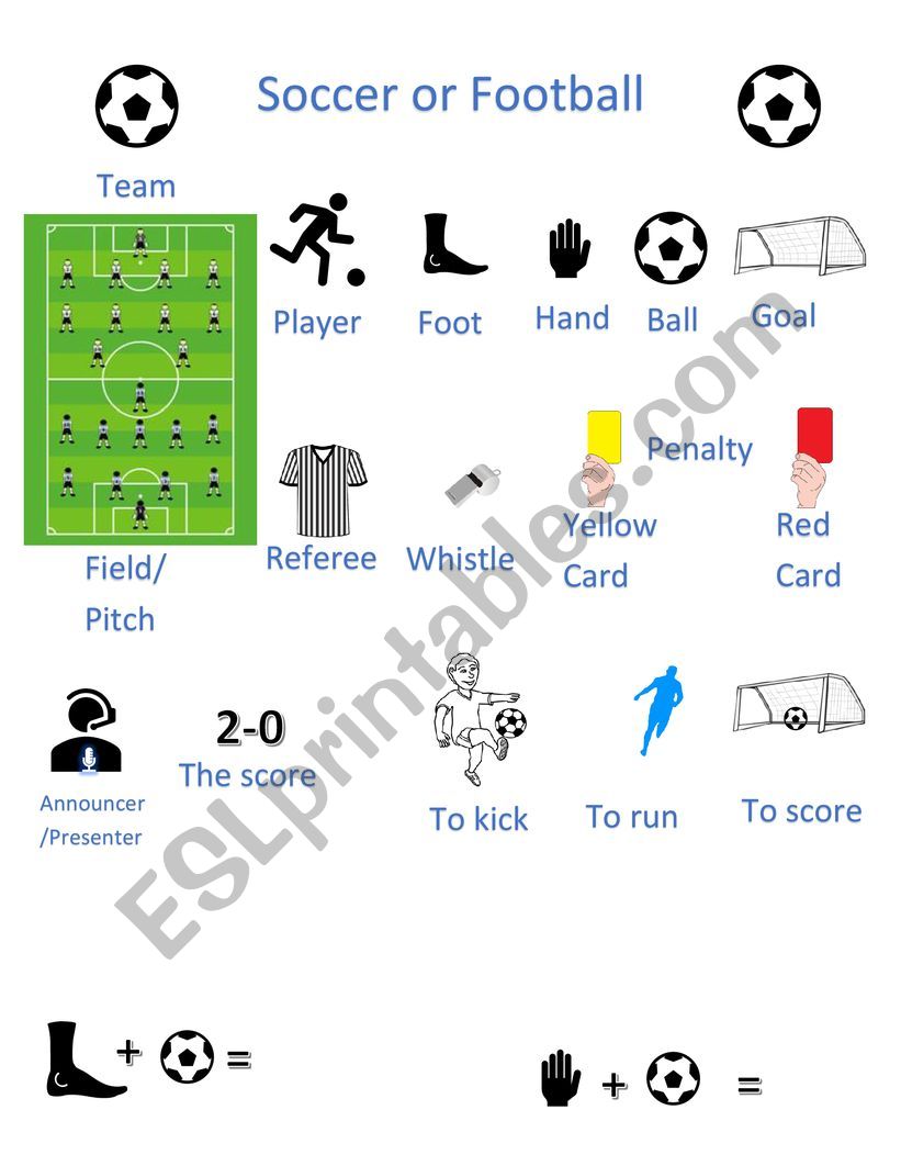 Soccer or Football ESL worksheet