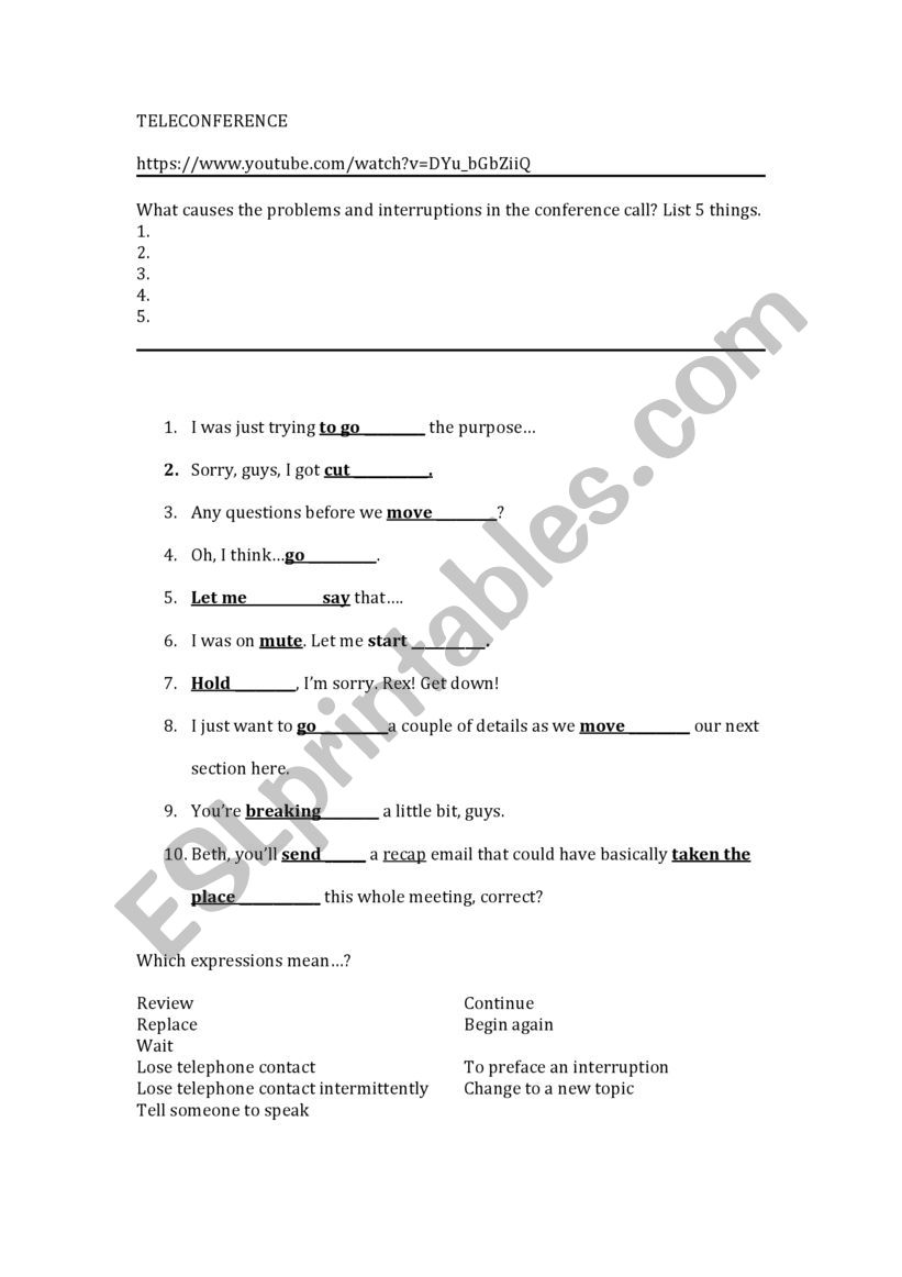 Video for business English worksheet