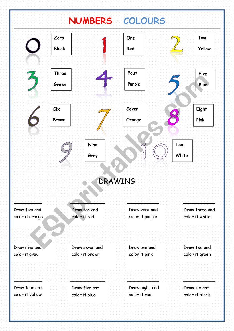 Colours and Numbers worksheet