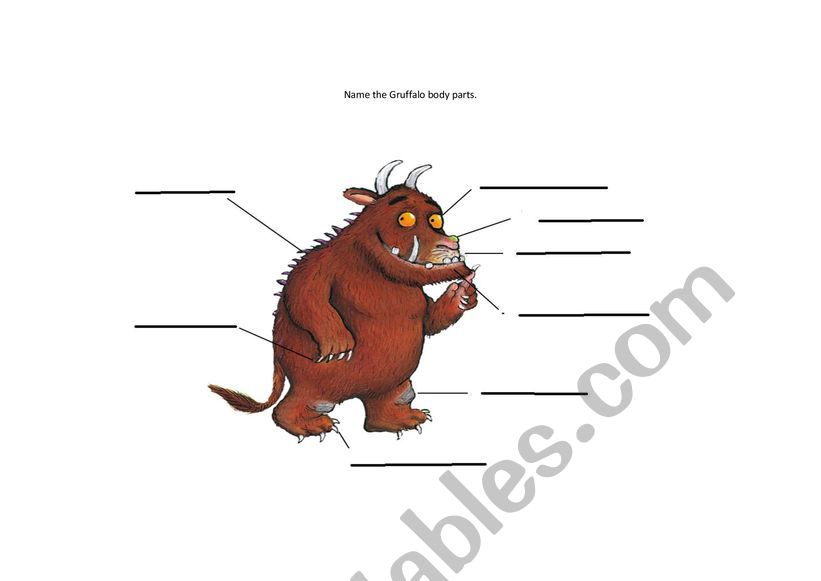 Name the Gruffalo Body parts. worksheet