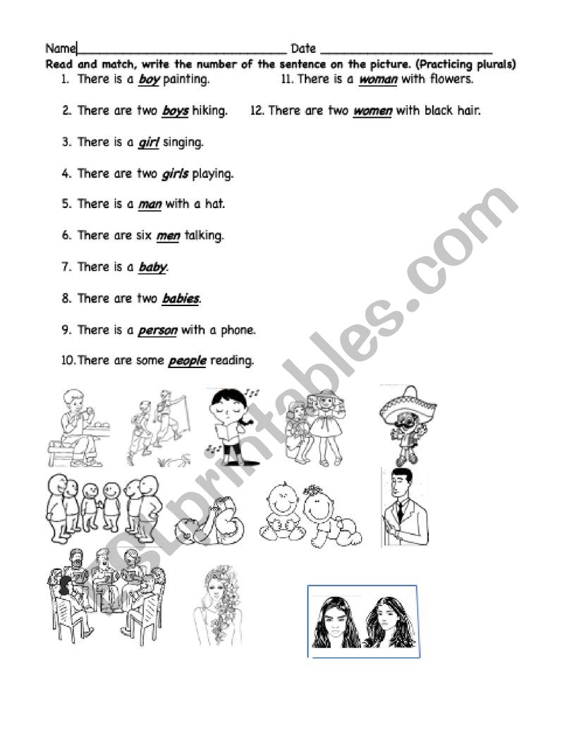 Plurals 1 worksheet