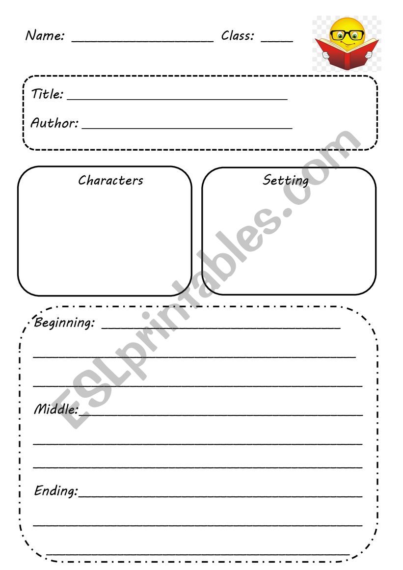 Fiction Book Report worksheet