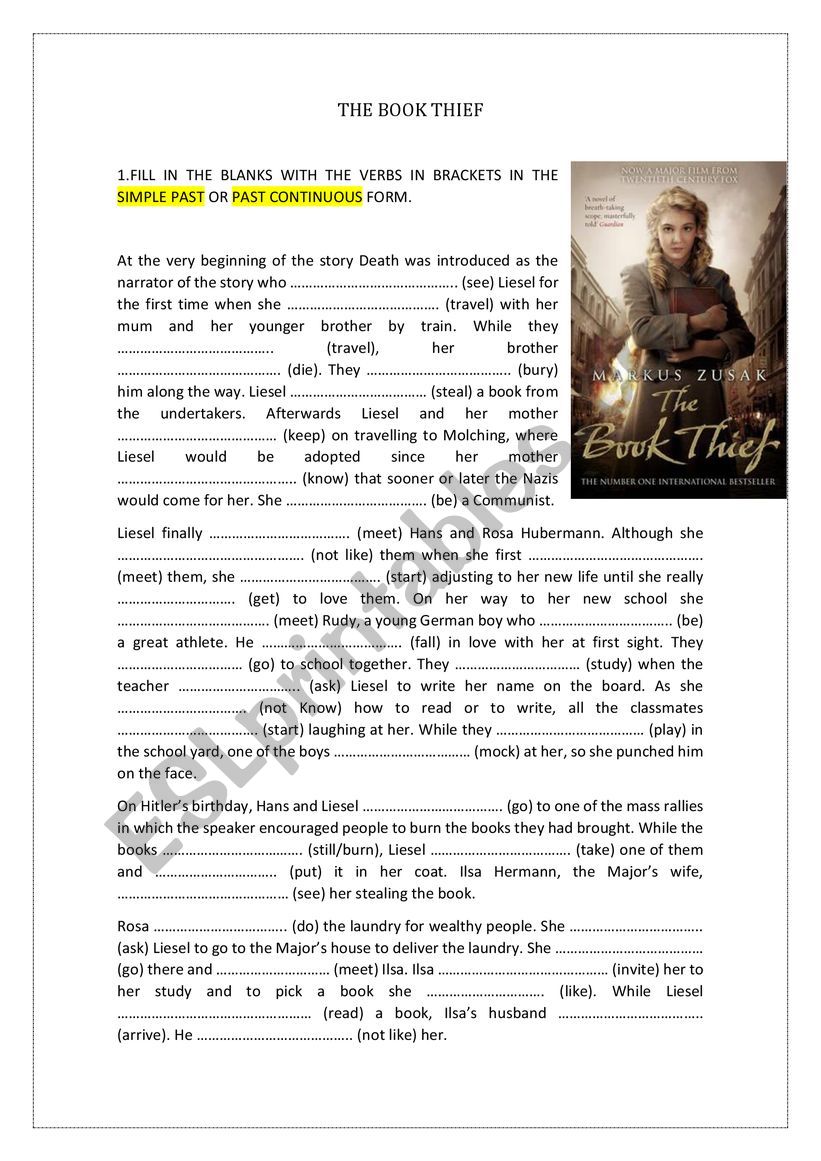 THE BOOK THIEF -  worksheet