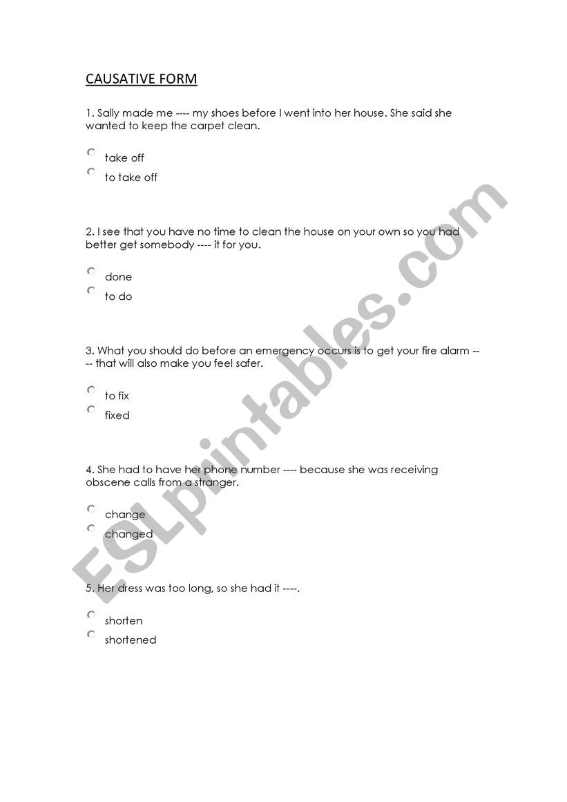 Causative form and passive voice