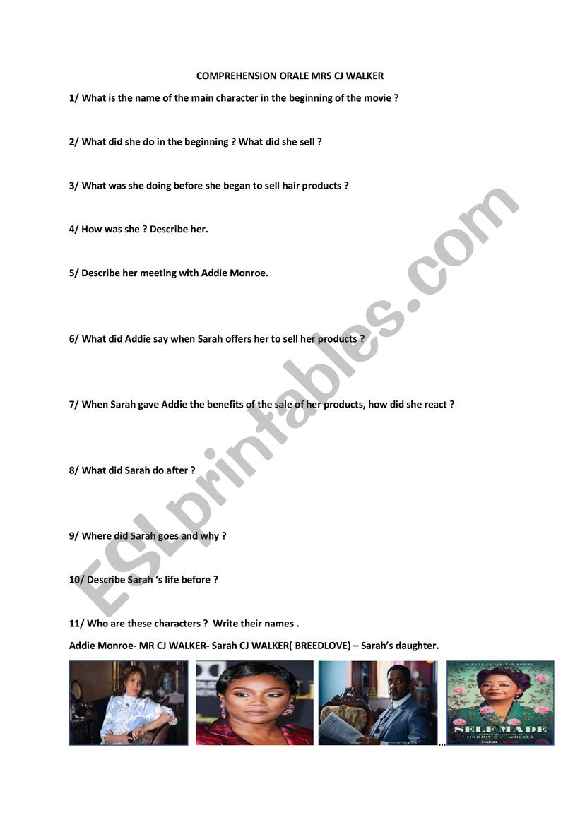 SELF MADE: MRS CJ WALKER worksheet