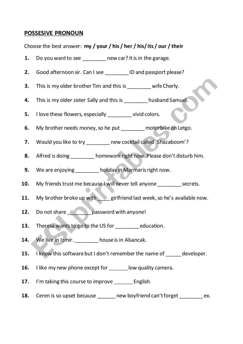 Possessive Adjectives and Object Pronouns