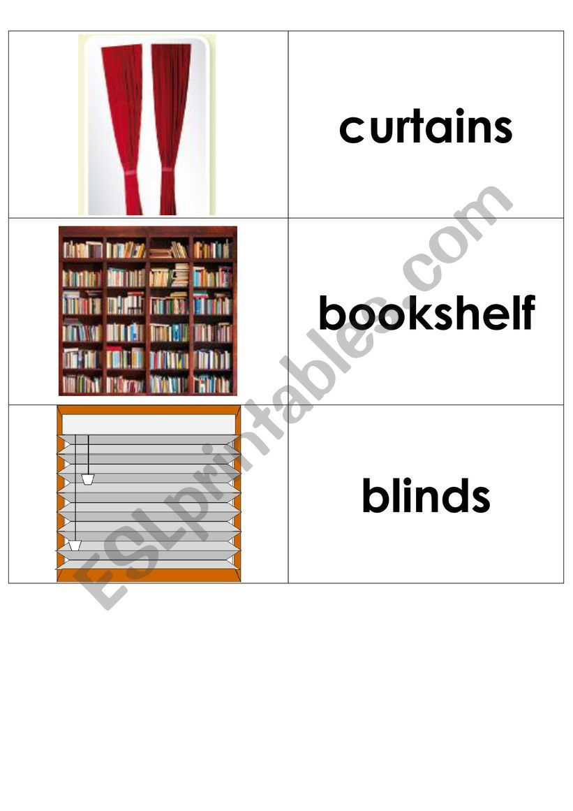 Flashcards - furniture worksheet