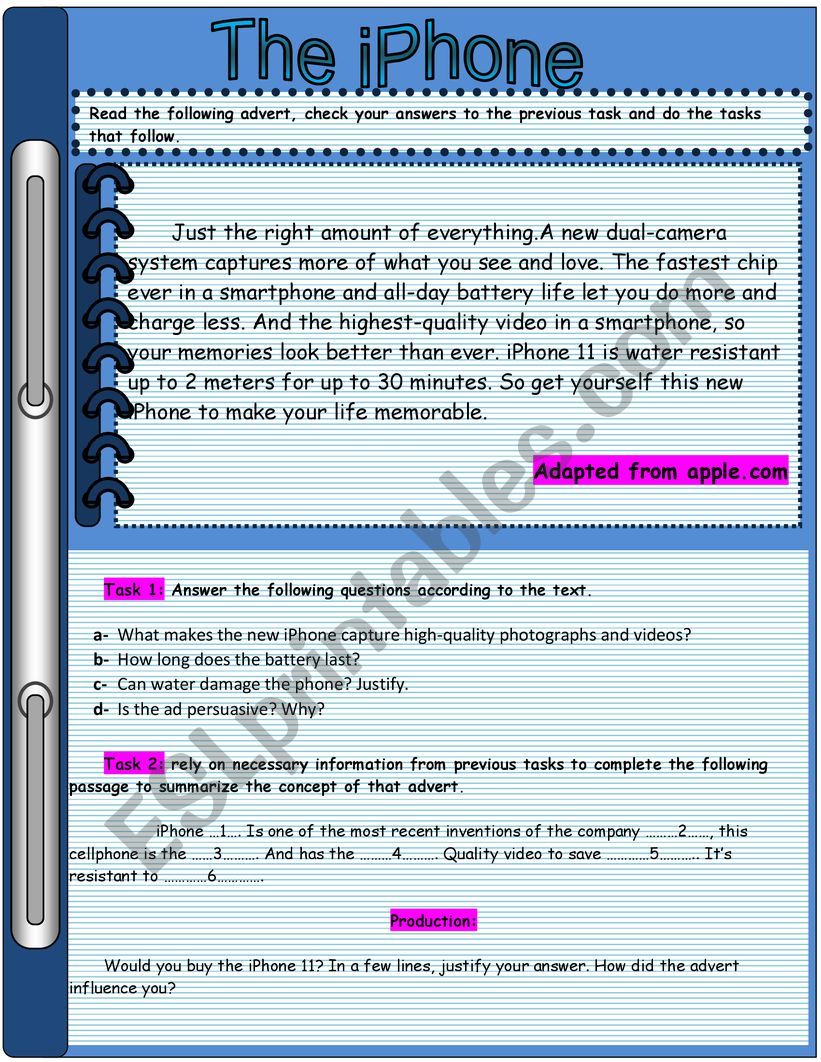 the iPhone  worksheet