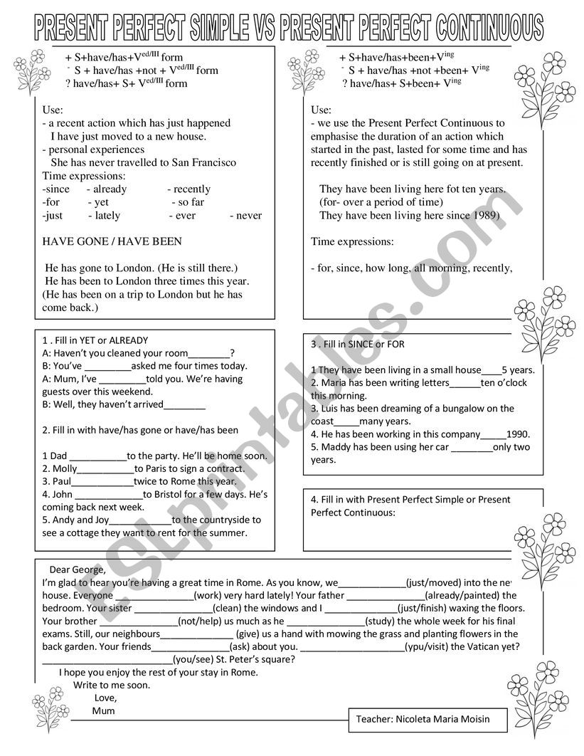 Present Perfect Simple Vs Present Perfect Continuous