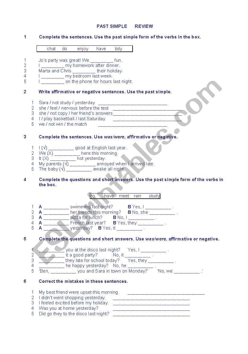 extra material - Simple Past worksheet