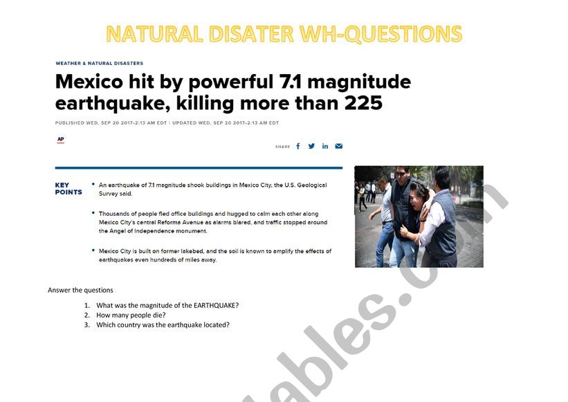 NATURAL DISASTER worksheet