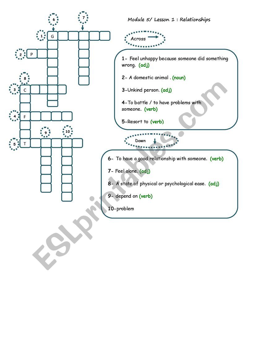 Family relationships crossword puzzle