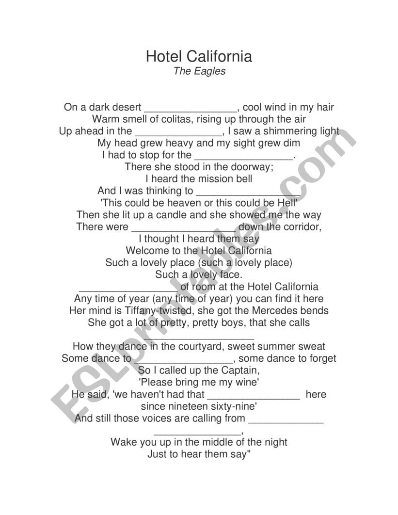 Fill in the blanks  worksheet