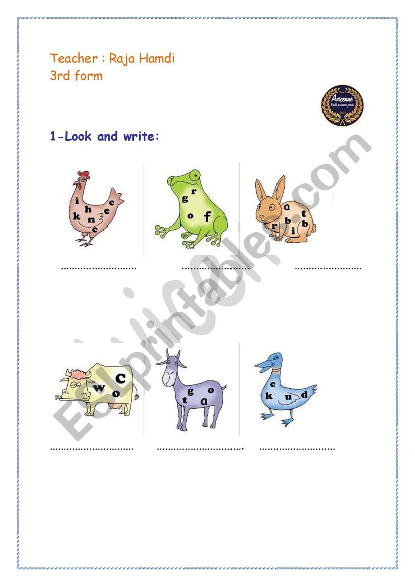 Animals worksheet