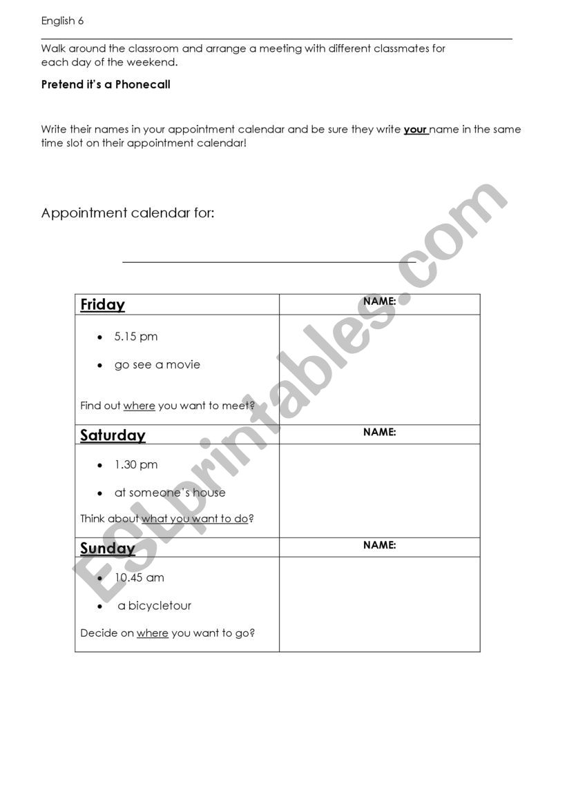 Milling around worksheet