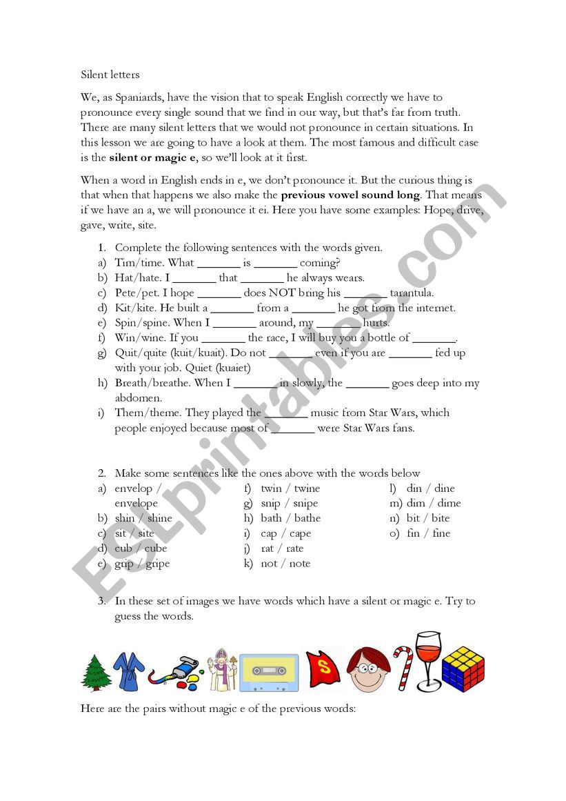 Silent letters worksheet