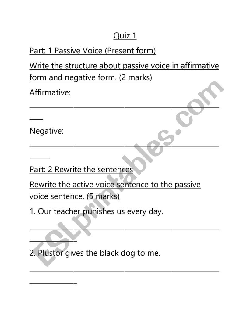 Present Passive Voice worksheet