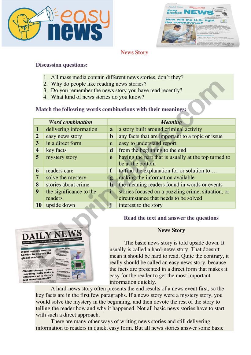 News story worksheet