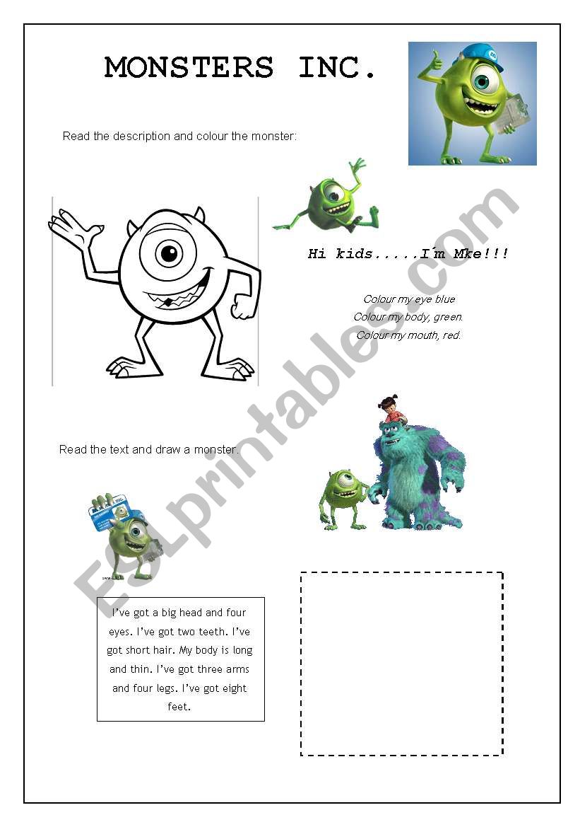 Movie Session:  Monsters Inc worksheet