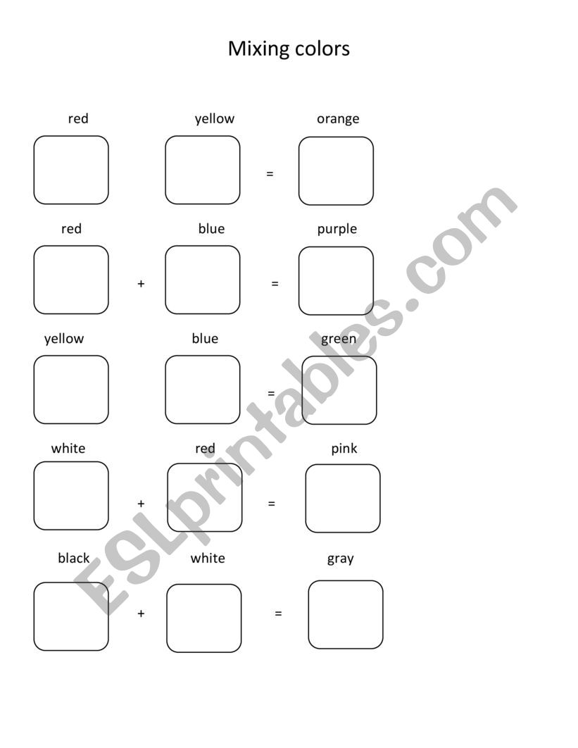 Mixing Colors  worksheet