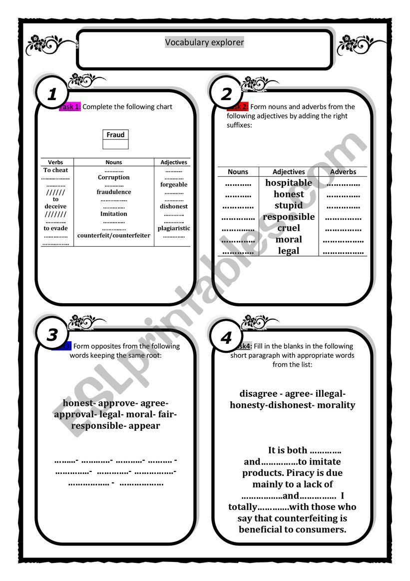 Vocabulary explorer worksheet
