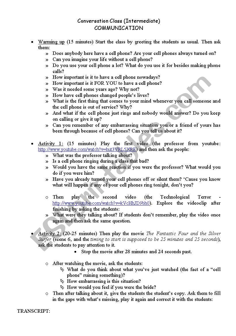 COMMUNICATION Conversation class