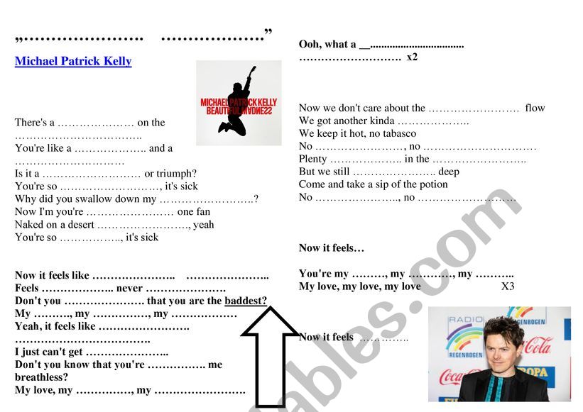 Michael Patrick Kelly Beautiful Madness A Song Esl Worksheet By Grikoga