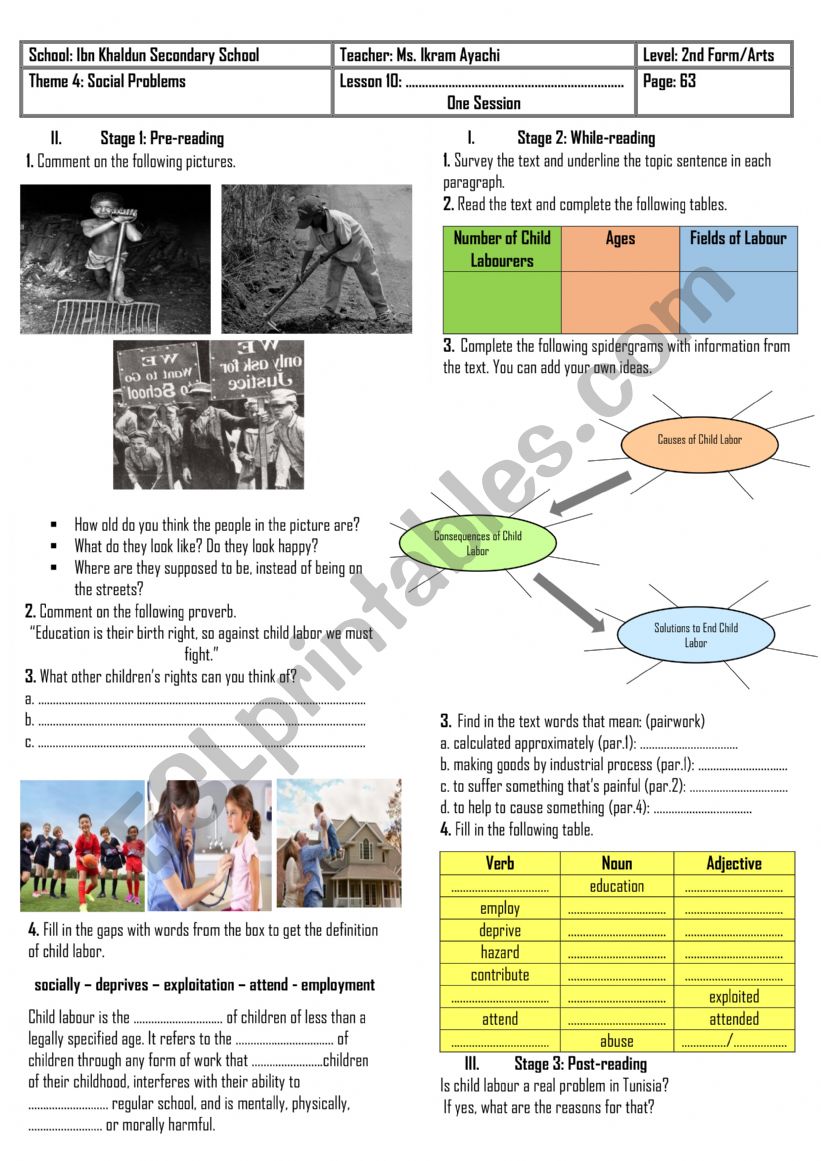 2nd Form - Lesson n 10 - Child Labour