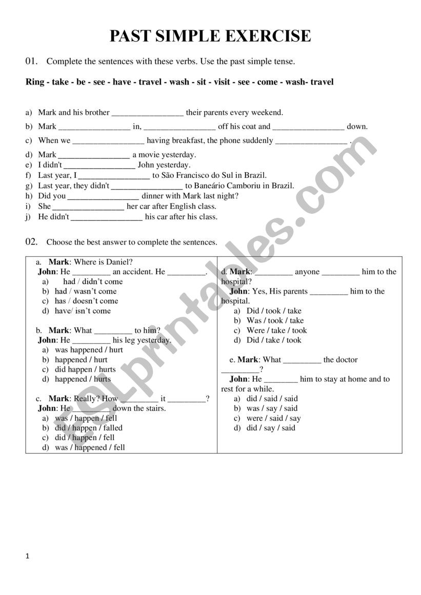 Past Simple worksheet