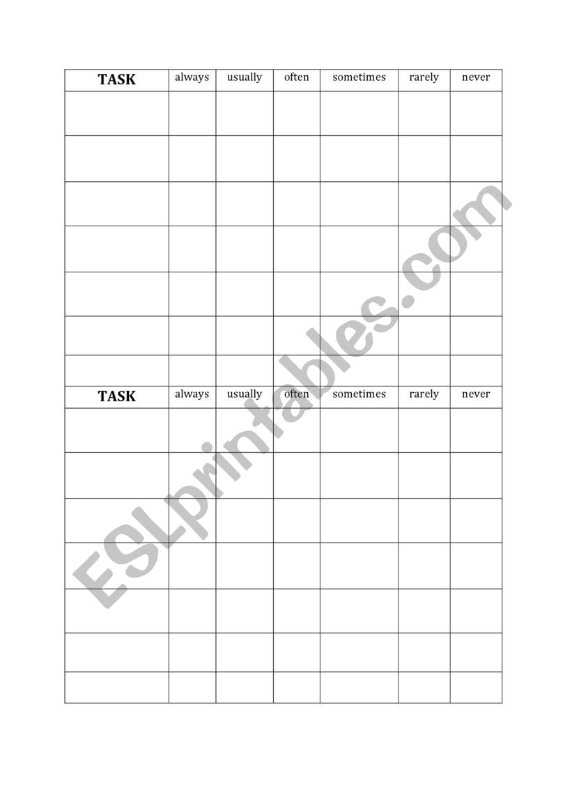 How often do you....? worksheet